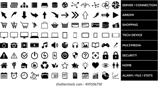 Internet web icons collection on white background