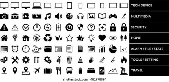 Internet web icons collection on white background