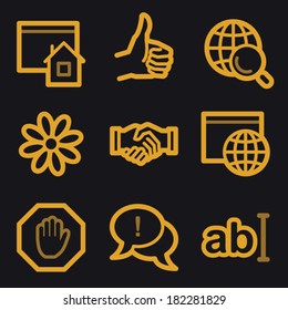 Internet web icons, gold line set