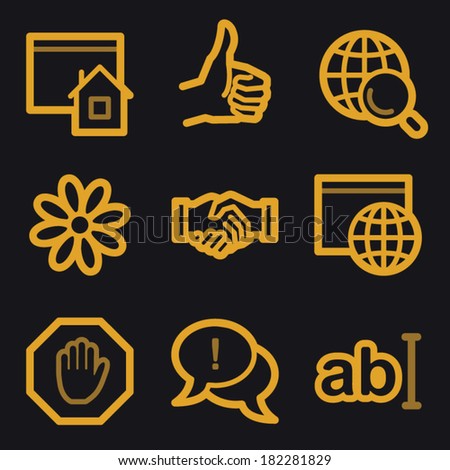 Internet web icons, gold line set