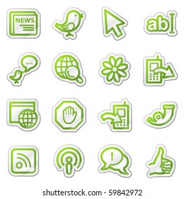 Internet web icons, green contour sticker series