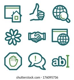 Iconos web de Internet, conjunto de líneas verdes