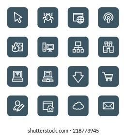 Internet web icons, navy square buttons