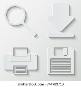 Internet and web icons (search download print save) - paper  set