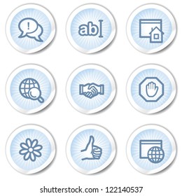 Iconos web de Internet conjunto 1, pegatinas azul claro