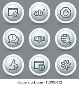 Internet  web icons set 1, circle grey matt buttons