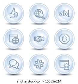 Internet web icons set 1, light blue glossy circle buttons