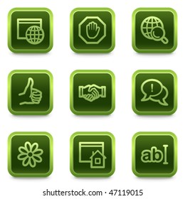 Internet web icons set 1, green square buttons series