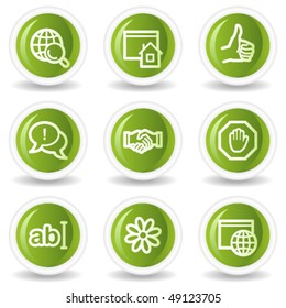 Internet web icons set 1, green circle buttons