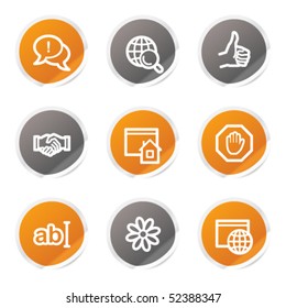 Internet web icons set 1, orange and grey stickers