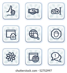 Internet-Web-Symbole setzen 1, weiße quadratische Schaltflächen