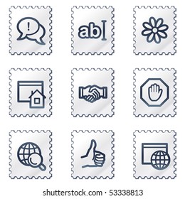 Internet web icons set 1, white stamp series