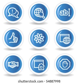 Iconos web de Internet conjunto 1, botones de círculo brillante azul