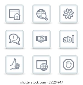 Internet-Web-Symbole setzen 1, weiße quadratische Schaltflächen