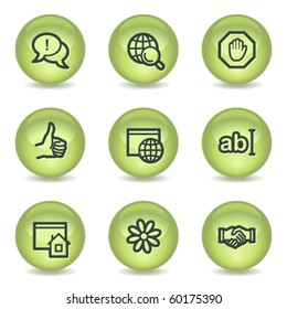 Iconos web de Internet conjunto 1, botones de círculo brillante verde