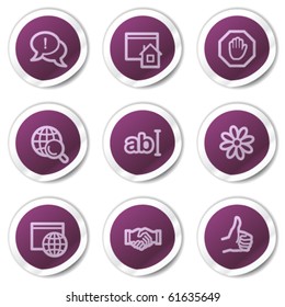 Internet web icons set 1, purple stickers series