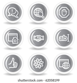 Internet web icons set 1, circle grey glossy buttons