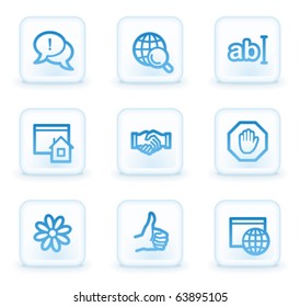 Internet-Web-Symbole setzen 1, weiße quadratische Schaltflächen
