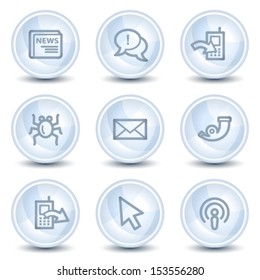 Internet web icons set 2, light blue glossy circle buttons
