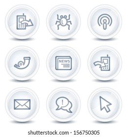 Internet web icons set 2, white glossy circle buttons