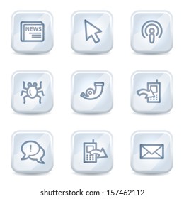 Internet web icons set 2, white glossy buttons