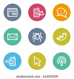 Internet web icons set 2, color circle buttons