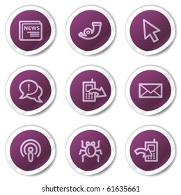 Internet web icons set 2, purple stickers series