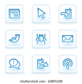 Internet web icons set 2, white square buttons