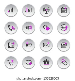 Internet web icons set, round shape, vector
