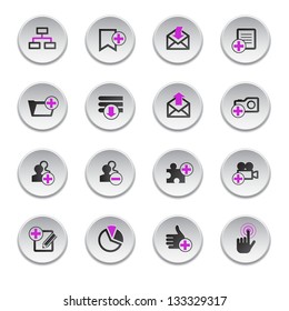 Internet web icons set, round shape, vector
