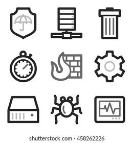 Iconos web de Internet configurados. Servir símbolos móviles.