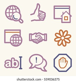 Iconos web de Internet configurados. Servir símbolos móviles.