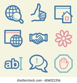 Iconos web de Internet configurados. Servir símbolos móviles.