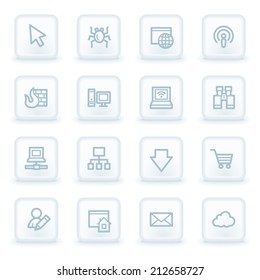 Internet web icons,  white square buttons