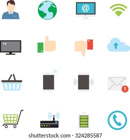 Internet Web and Mobile Flat Icons set