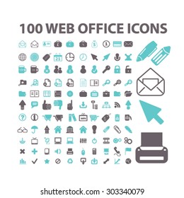 internet, web, office, document, work flat isolated icons, signs, illustrations set, vector