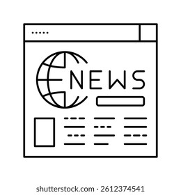 internet web page news line icon vector. internet web page news sign. isolated contour symbol black illustration