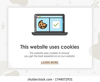 Internet web pop up for cookie policy notification. This website uses cookies. Flat design modern vector illustration concept.