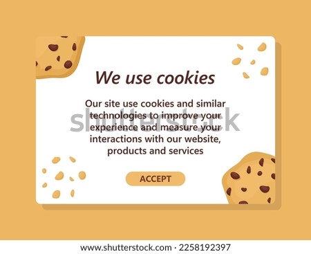 Internet web pop up for cookie policy notification. This website uses cookies. Flat design modern vector illustration concept