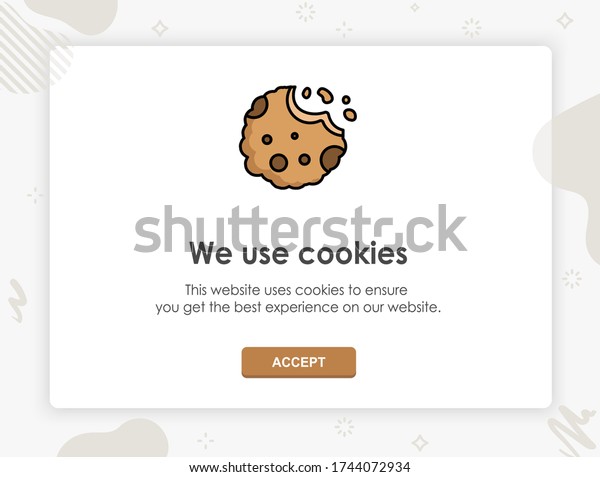 Internet web pop up for cookie policy\
notification. This website uses cookies. Flat design modern vector\
illustration concept.