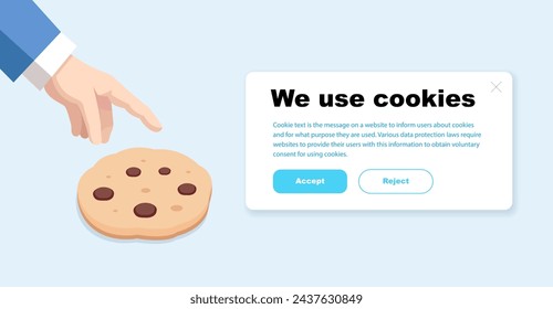 Internet web pop up we use cookies policy notification