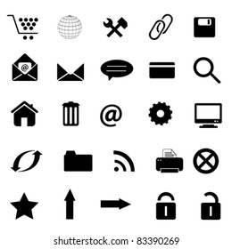 Internet and web site icon set in black