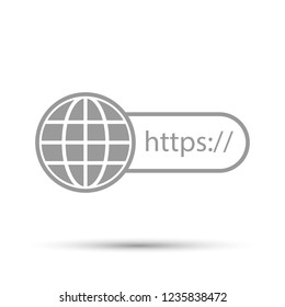 Internet web site. Links to information on the Internet. Icon is gray.