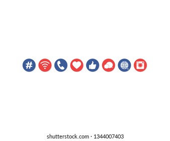 Internet web social media icons set. vector
