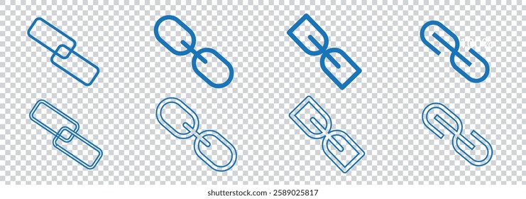 Internet Webpage URL Link, Icon Set. Web Links and Hyperlinks. , Chain, Web Address, Internet Shortcut, Browser, External Link, Hyperlink Navigation, Webpage Connection.  illustration- vector  . 1176