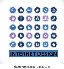internet website, application, interface design circle buttons set, vector