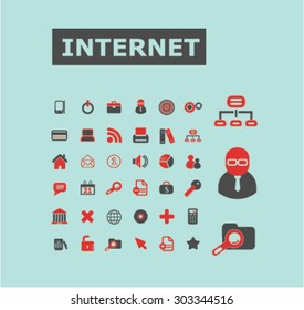 internet, website flat isolated web icons, signs, illustrations set, vector