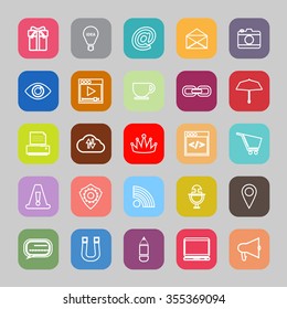 Internet website flat line icons, stock vector
