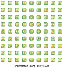 Internet and website green icons set isolated on white