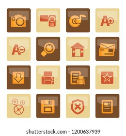 Internet and Website icons over brown background - Vector Icon Set